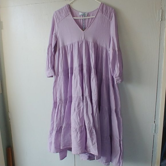 Devotion Twins Hague Mini Dress with Relaxed Fit & Bell Sleeves SZ S in Lavender - Picture 2 of 9